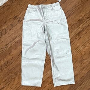 Women's Shimmering Silver Cropped Jeans